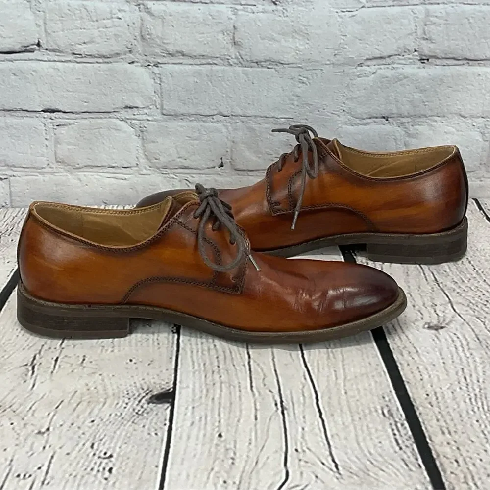 La Milano Leather Dress Shoes Men’s 9.5 Cognac Oxford Lace Up Business Casual